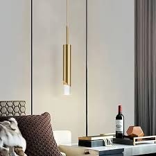 HDC Golden Slim Cylinder LED Pendant Light For Living Room