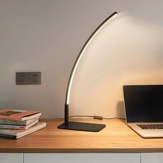 Hdc Shower Head Desk Lamp Black Linear Arc Shape Table Lamp - Tricolor