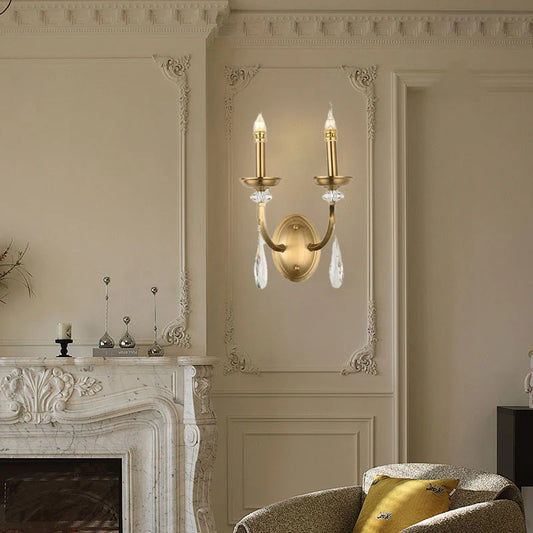 HDC 2 Light Vintage Brass Gold Italian Wall Light For Living Room Drawing Room Bedroom - Warm White