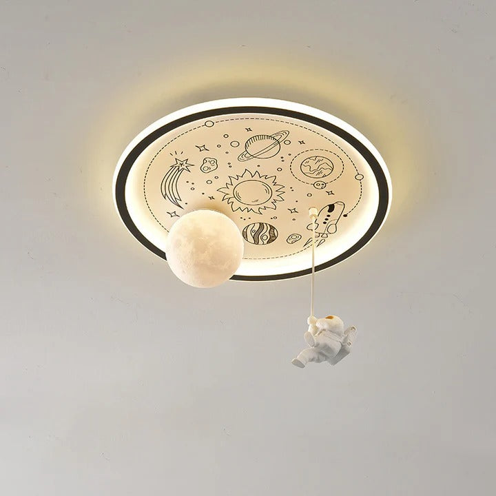 Hdc 500mm Contemporary Creative Resin Astronaut Planet Iron Acrylic LED Flush Mount Ceiling Light For Living Room