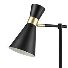 Hdc Black Floor Lamp with Metal Shade For Living Room, Bedroom