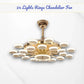 Hdc 24 Lights Gold Rings Ceiling Fan Chandelier With Remote 4 Retractable Abs Blades - Tricolor