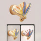 HDC Led Acrylic Multicolour Butterfly Shape Golden Metal Wall Light - Tricolor
