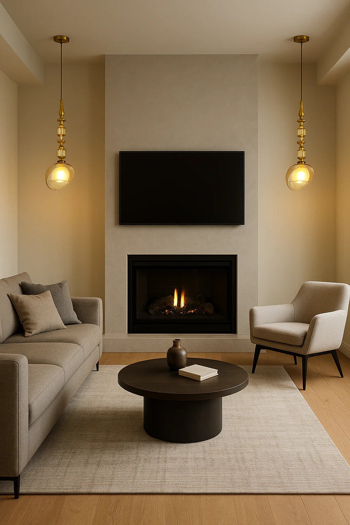 HDC Luxury Amber/Smoke Glass Pendant Light for Living Room & Bedroom