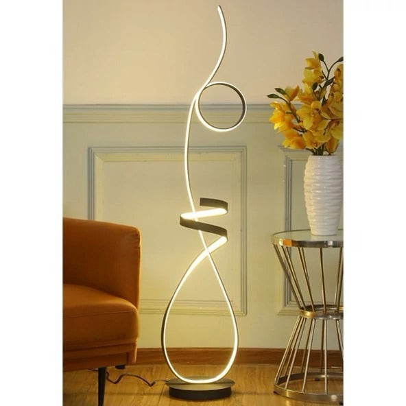 HDC Modern Unique LED Matt Black Floor Lamp For Living Room
