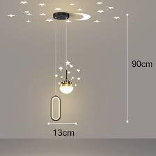 HDC Black Dual Element Pendant Light With Starry Reflection for Living Room