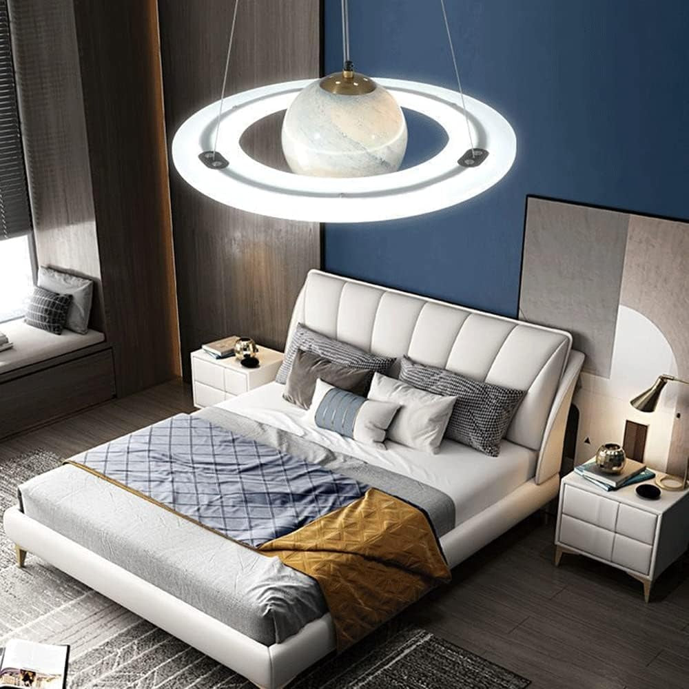 Hdc Modern 45W LED Room Planet Pendant Light with Ring Acrylic Decoration Living Room Chandelier For Kids Room