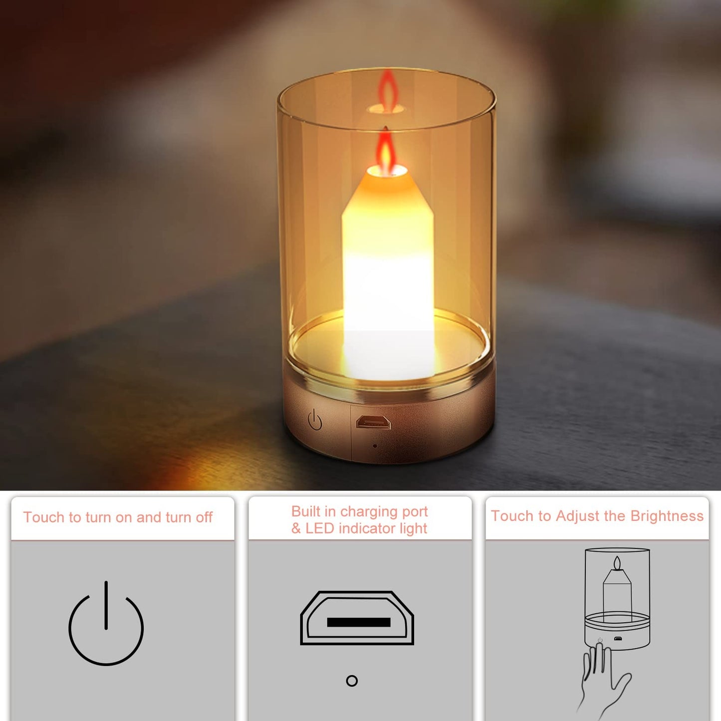 Hdc Flickering Flameless Candles, Induced Control Fake Candles with 3 Light Modes,Battery Operated Candles with Flickering Flame
