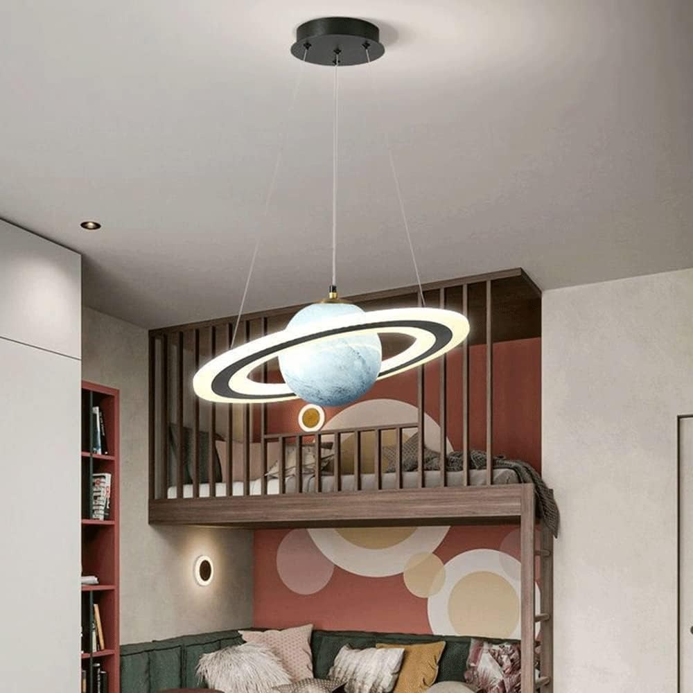 Hdc Modern 45W LED Room Planet Pendant Light with Ring Acrylic Decoration Living Room Chandelier For Kids Room