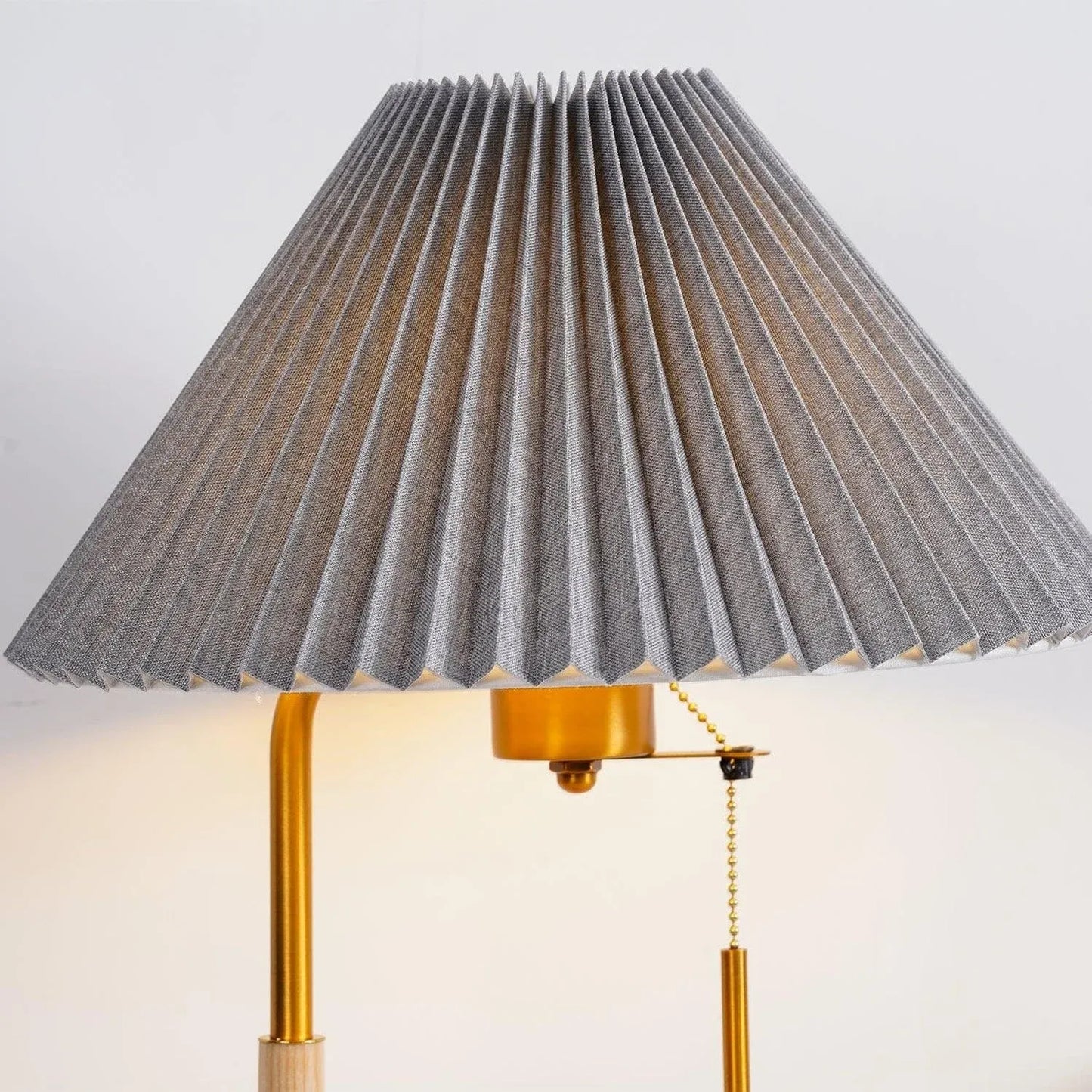 Hdc Retro Desk Lamp Pleated Frey Fabric Lamp Cover with Pull Chain - Warm White
