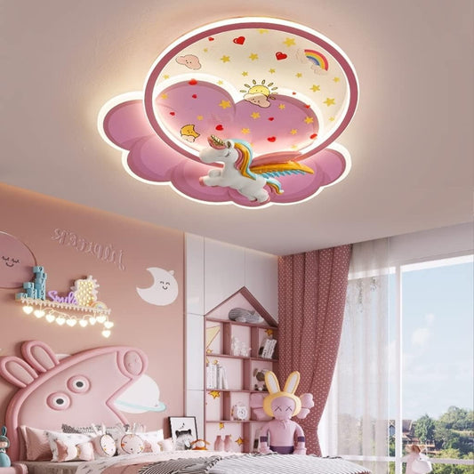 Hdc 500mm Princess Room Unicorn Ceiling Lamp LED Pink Ceiling Chandelier for Bedroom Nursery Room Girl Kid