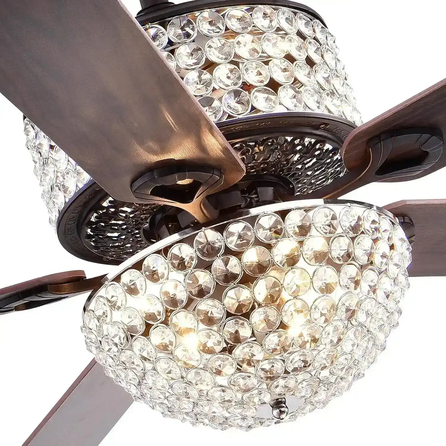 Hdc 52 inch crystal Ceiling Fan Chandelier 52 Inch Gold Light Led 3 Color Setting Control With Remote