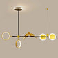 Hdc Gold/Black Modern Linear Led Chandelier Pendant Light Hanging Suspension Lamp - Tricolor