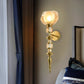 HDC Amber/Smoke Luxury Gold Crystal Glass Wall Light For Bedroom, Living Room