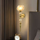 HDC Amber/Smoke Luxury Gold Crystal Glass Wall Light For Bedroom, Living Room