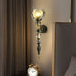 HDC Amber/Smoke Luxury Gold Crystal Glass Wall Light For Bedroom, Living Room