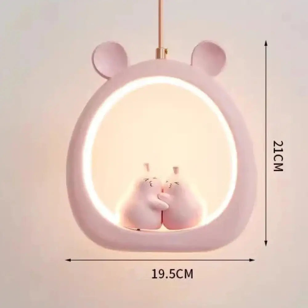 Hdc Kids’ Pink & Blue Bear Cute LED Pendant Light for Childrens Room Bedroom Nursery Kids Lights
