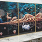Hdc Modern Crystal Painting Set Painting of Deer And Tree Premium Wall Painting for Home Decoration And Office Decor with Golden Frame Canvas Print- 3 Pieces, 16x24 inches
