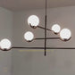 HDC Modern Glass Globe Chandelier Light Fixture 6-Light Pendant Linear Hanging Light Metal With Glass Ball Shade for Living Room