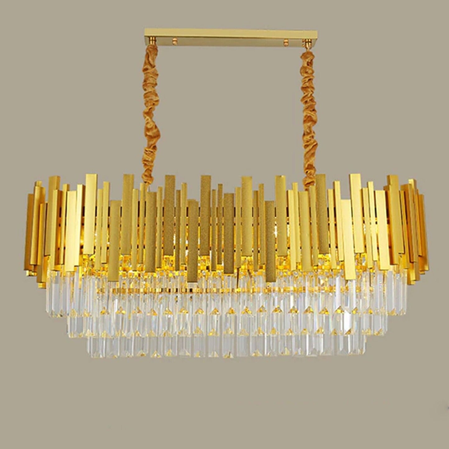 Hdc 1200mm Modern Large Crystal Ceiling Light Gold Pendant Chandelier Lamp for Living Room