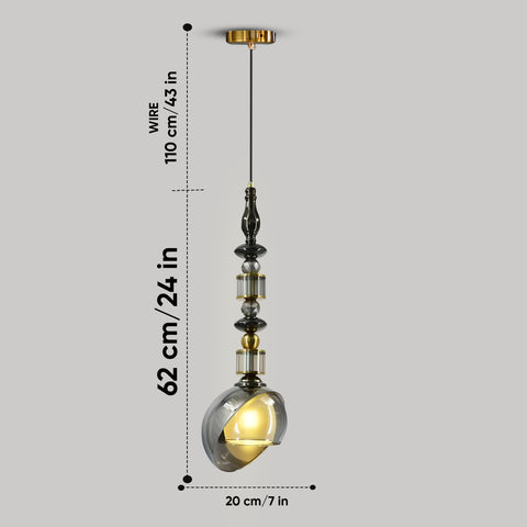 HDC Luxury Amber/Smoke Glass Pendant Light for Living Room & Bedroom