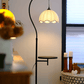 HDC Luxury Arc Floor Lamp with Side Table – Vintage Fabric Shade