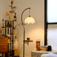 HDC Luxury Arc Floor Lamp with Side Table – Vintage Fabric Shade