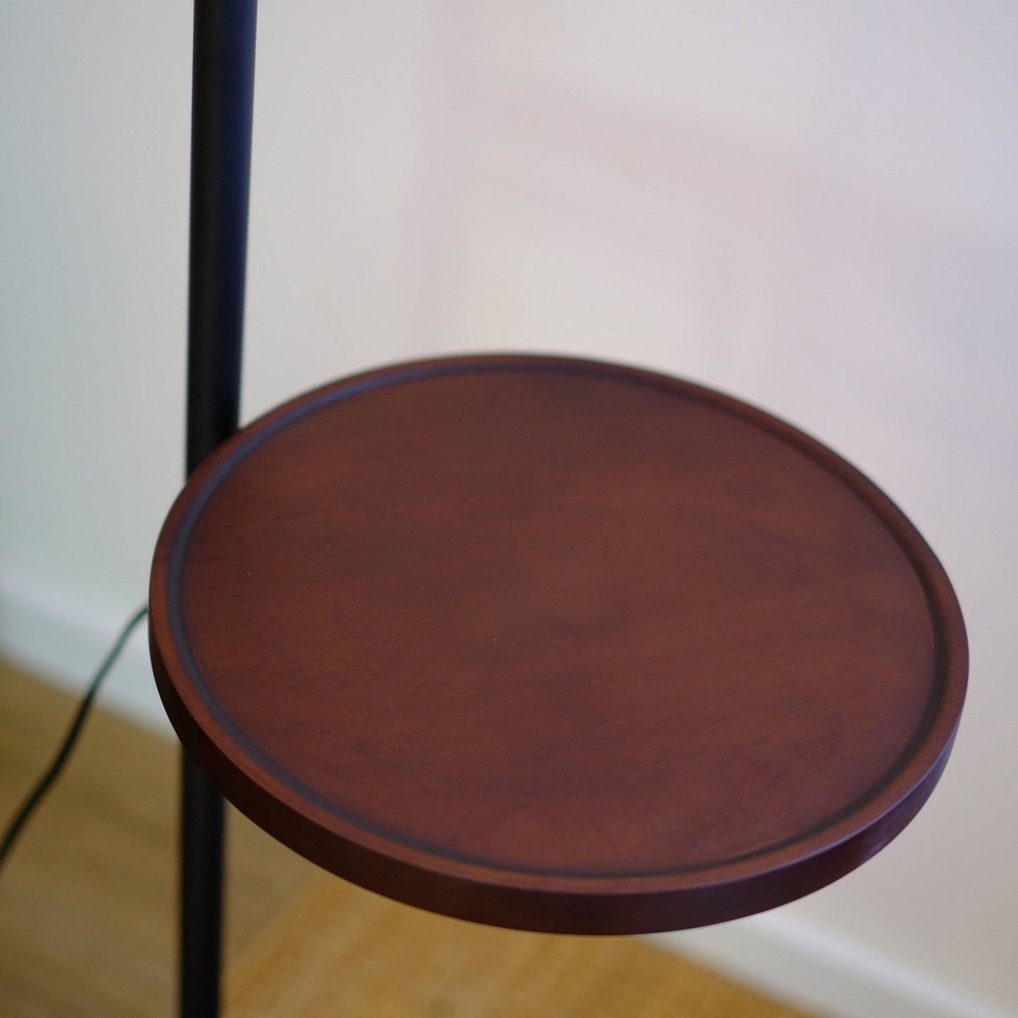 HDC Luxury Arc Floor Lamp with Side Table – Vintage Fabric Shade