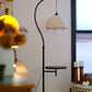 HDC Luxury Arc Floor Lamp with Side Table – Vintage Fabric Shade