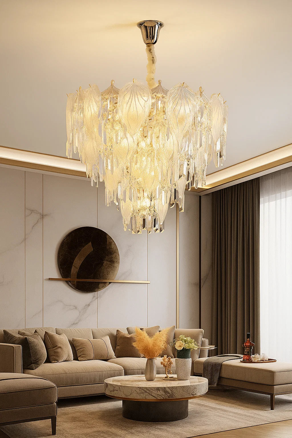HDC 800mm Golden Celestia Cascade Crystal Chandelier for Living Room