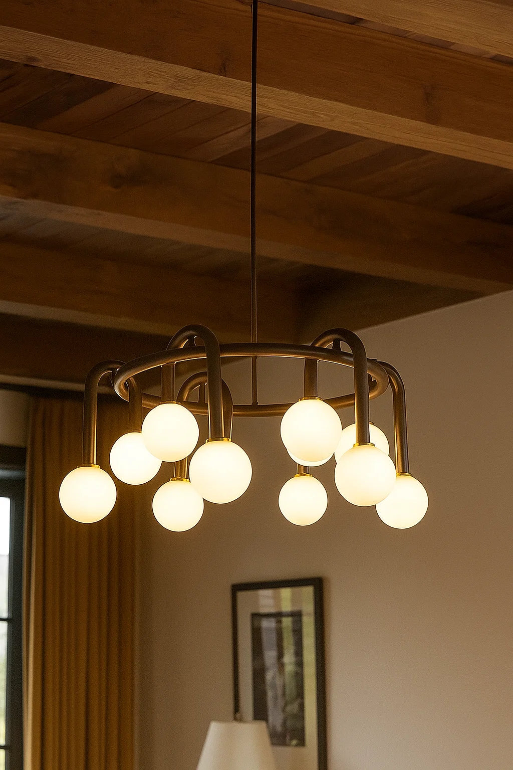 HDC Black Frosted Modern 12 Lights Globe Ceiling Chandelier For Living Room