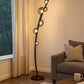 HDC Black Leather With Tinted Glass Floor Lamp For Living Room