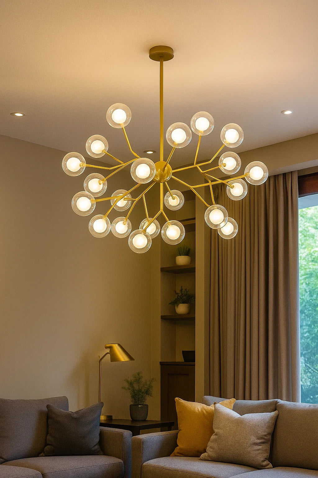 HDC Golden 36-Light Contemporary Cluster Ceiling Lamp