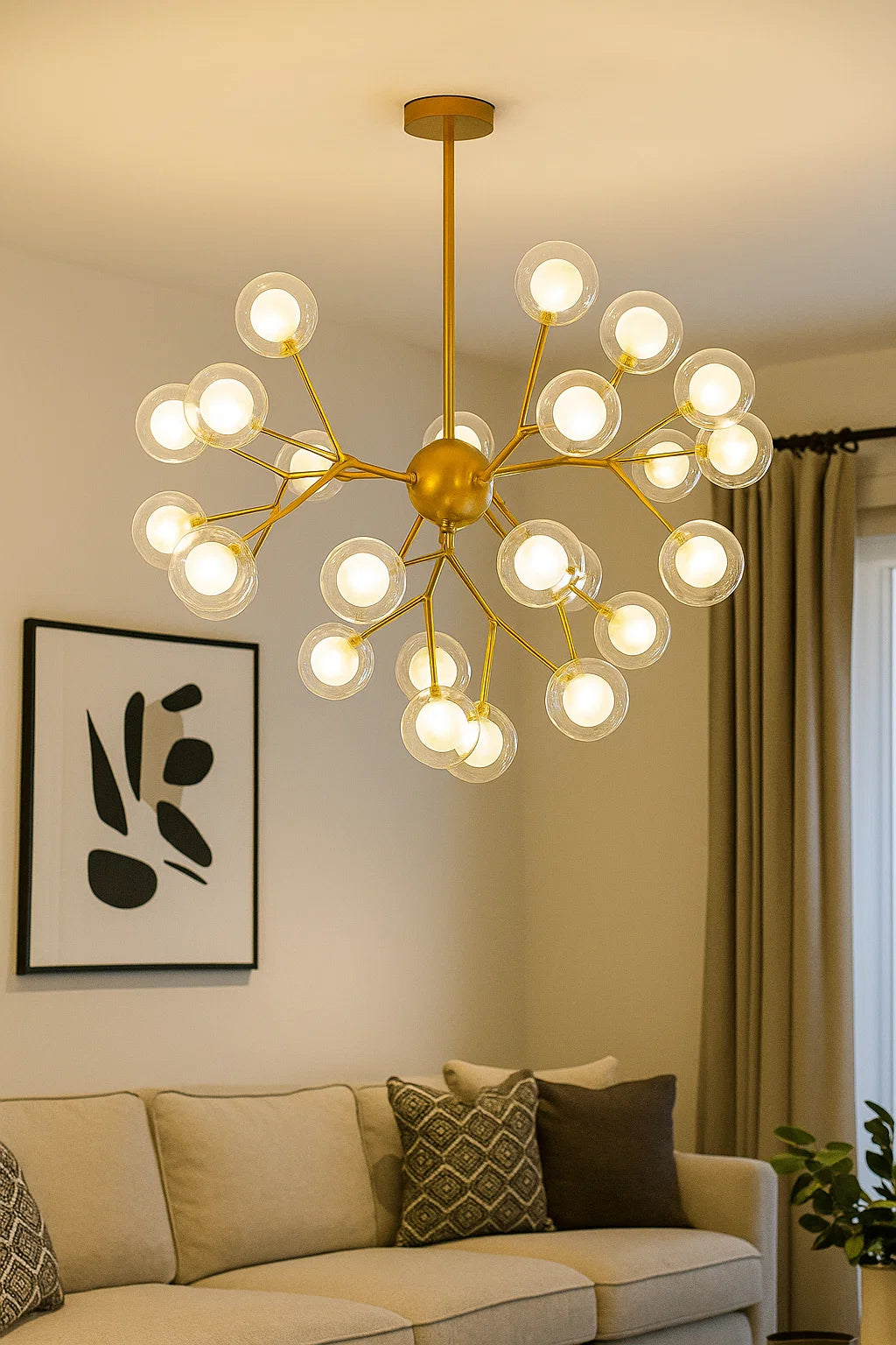 HDC Golden 36-Light Contemporary Cluster Ceiling Lamp