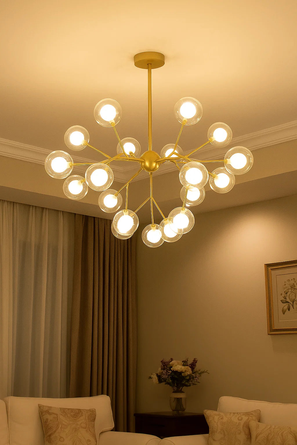 HDC Golden 36-Light Contemporary Cluster Ceiling Lamp