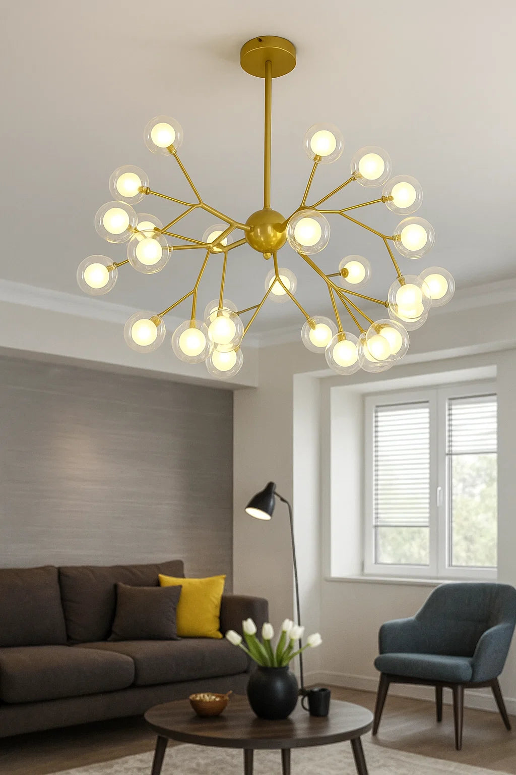 HDC Golden 36-Light Contemporary Cluster Ceiling Lamp