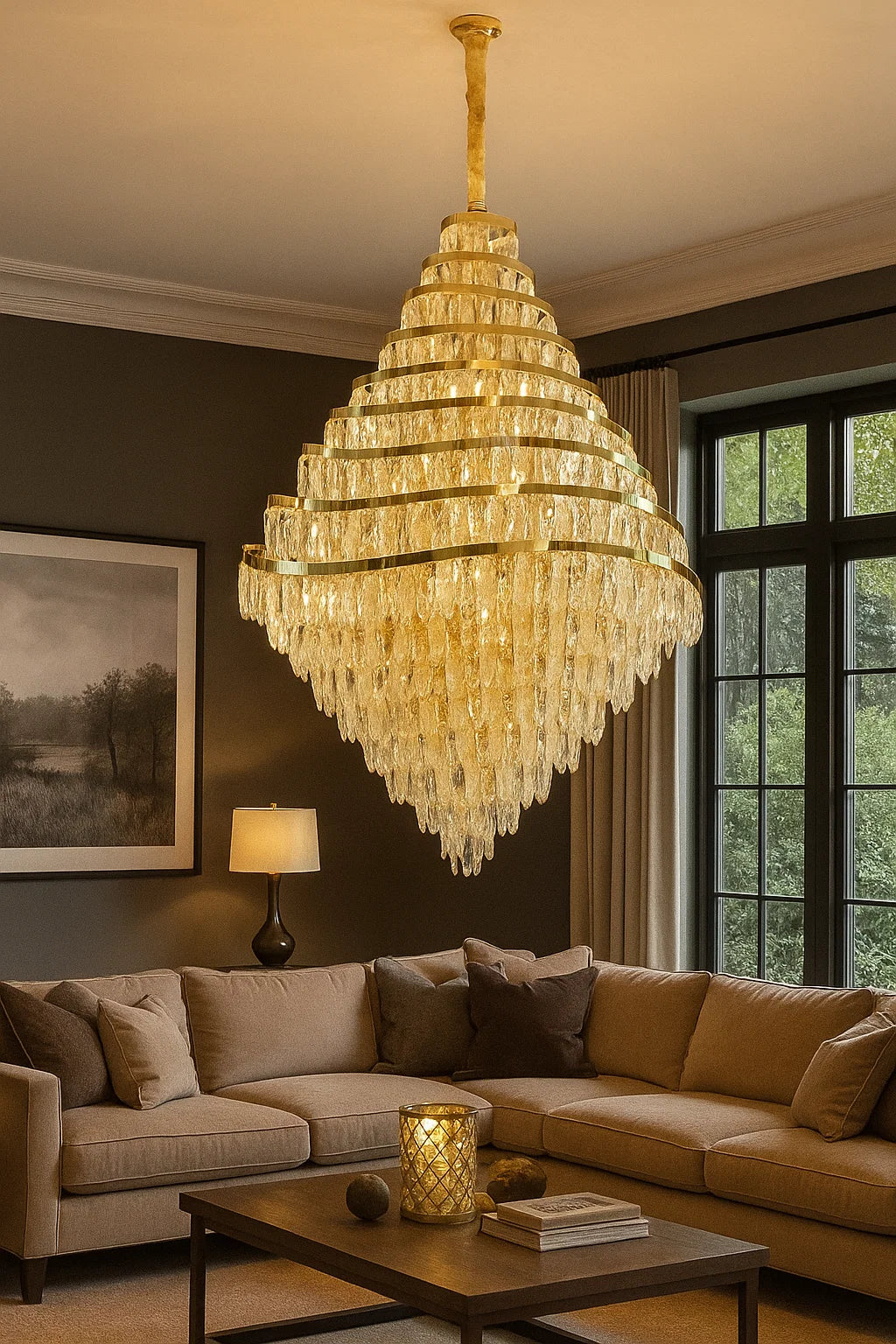 HDC 1500mm Grand Spiral Crystal Double Height Chandelier for Staircase