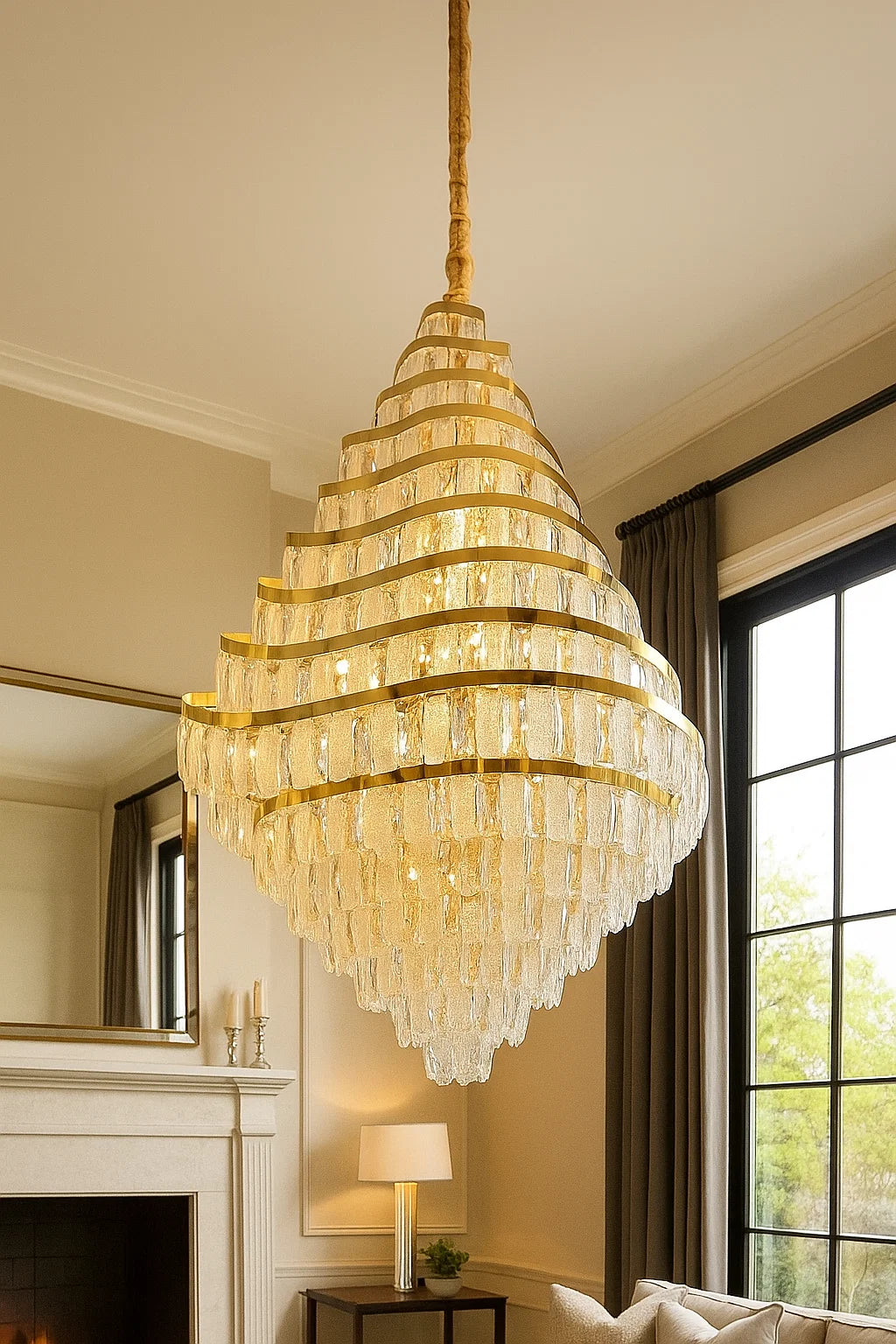 HDC 1500mm Grand Spiral Crystal Double Height Chandelier for Staircase