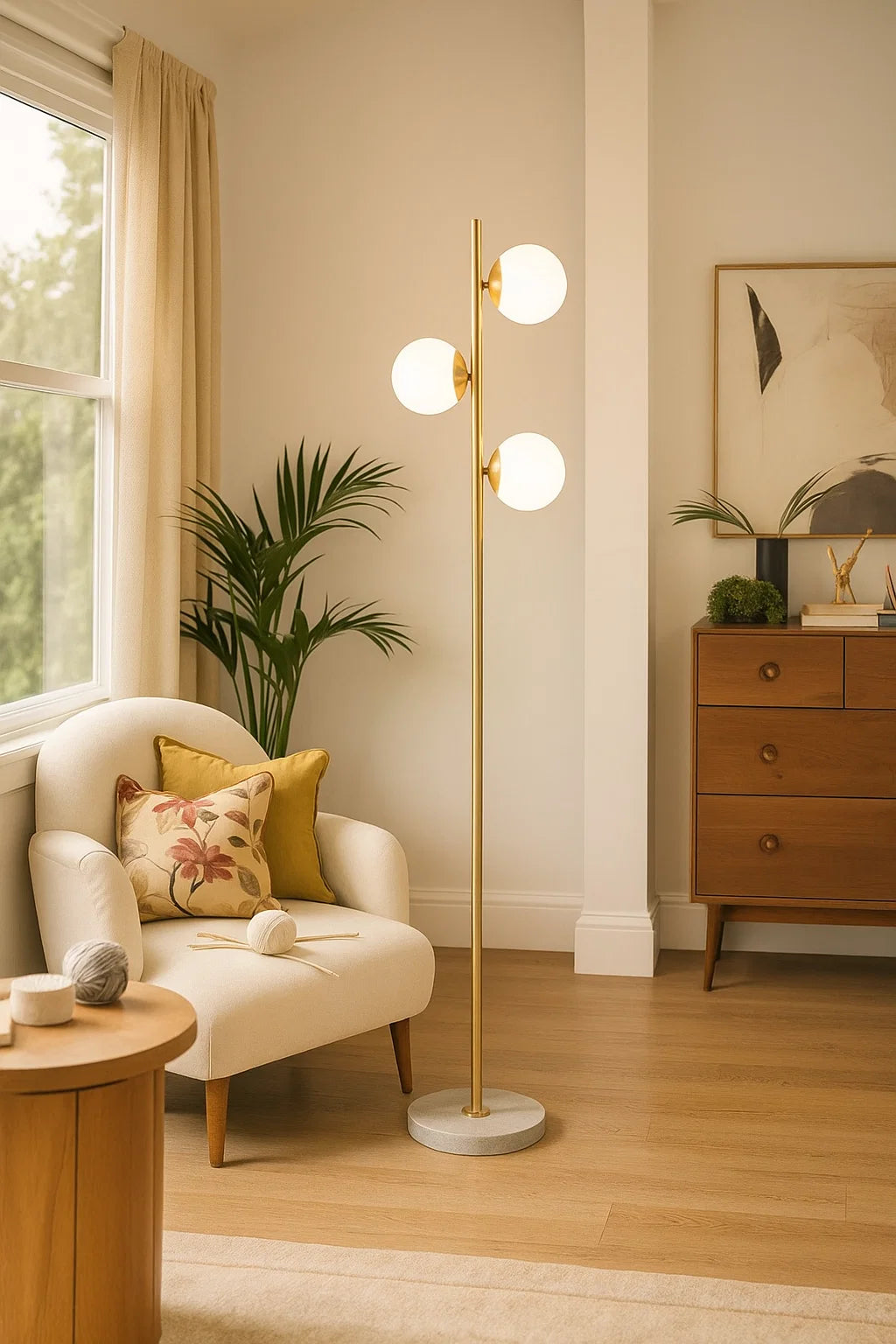 Hdc 3-Globe Modern Freestanding Lamp Living Room Floor Lamp