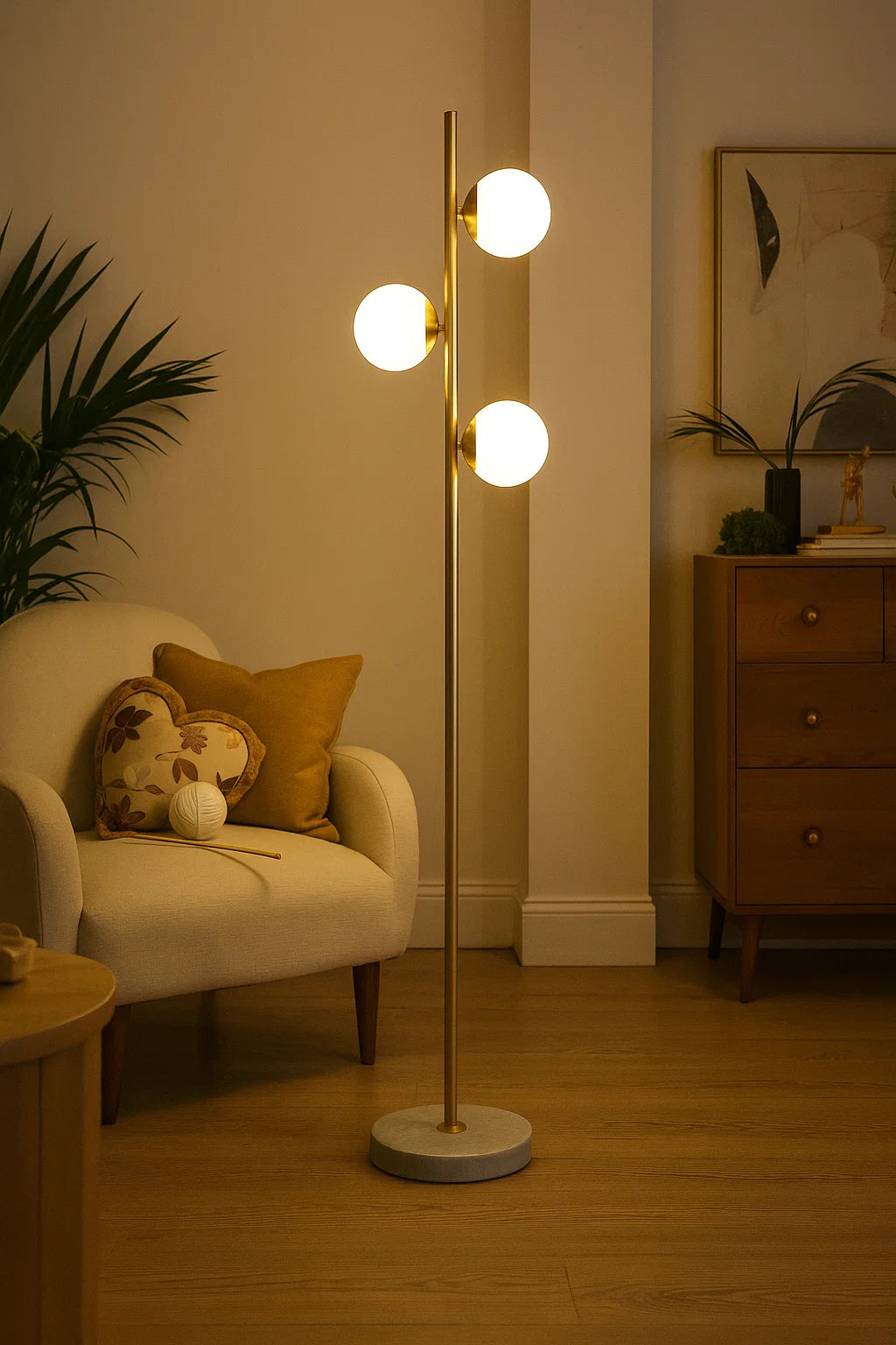 Hdc 3-Globe Modern Freestanding Lamp Living Room Floor Lamp