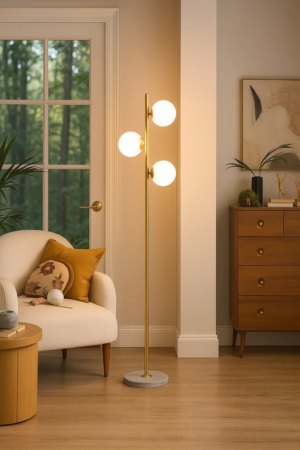 Hdc 3-Globe Modern Freestanding Lamp Living Room Floor Lamp