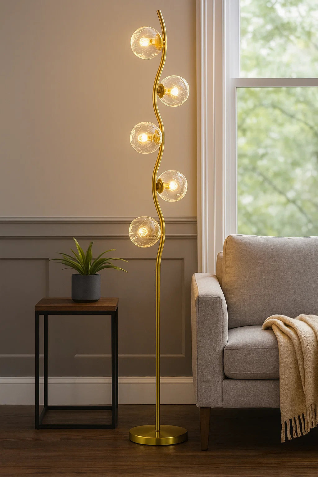 Hdc 5-Globe Modern Freestanding Lamp Living Room Floor Lamp