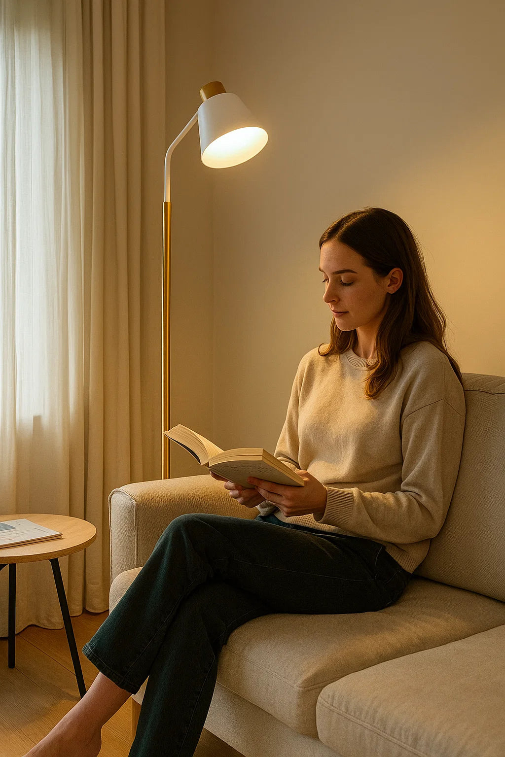 Hdc Modern Simple Iron Floor Lamp Adjustable Lampshade Reading Lamp Living Room Floor Light Standing Light- White