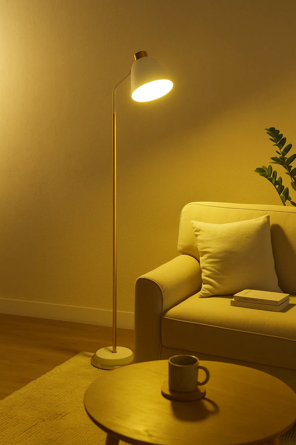 Hdc Modern Simple Iron Floor Lamp Adjustable Lampshade Reading Lamp Living Room Floor Light Standing Light- White