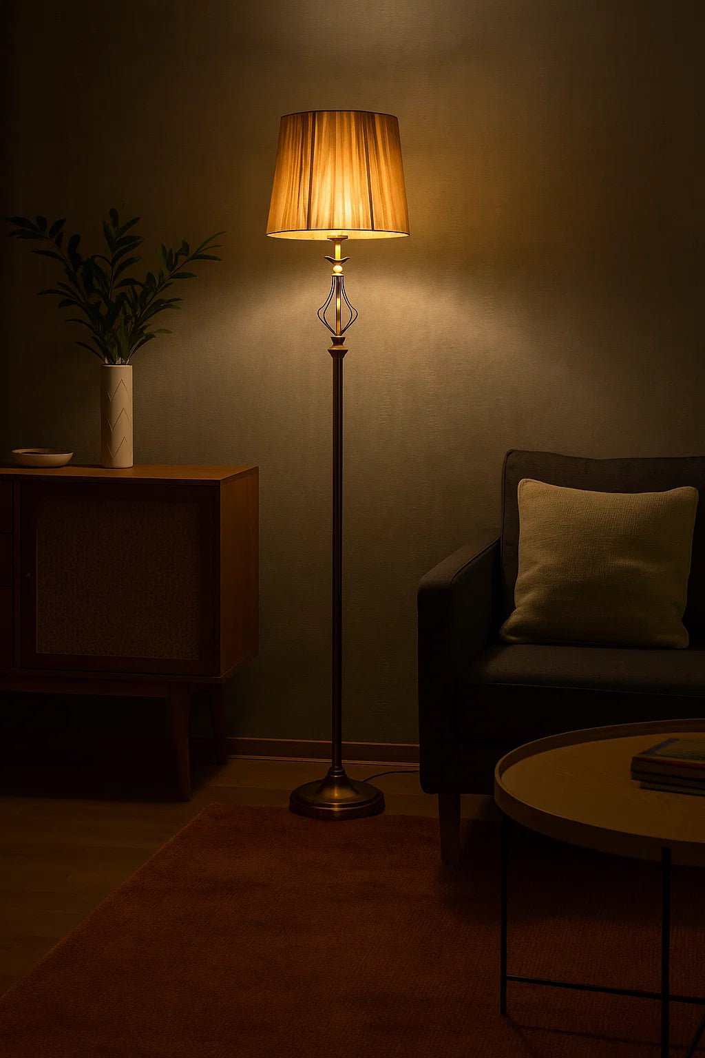 Hdc Velvet Lamp Shade, Classic Standing Lamp for Living Room and Bedroom, Foot Switch Design