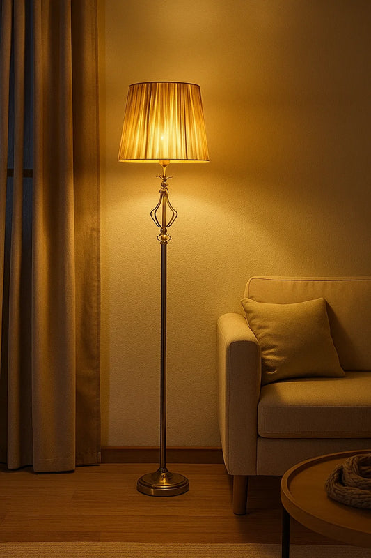 Hdc Velvet Lamp Shade, Classic Standing Lamp for Living Room and Bedroom, Foot Switch Design