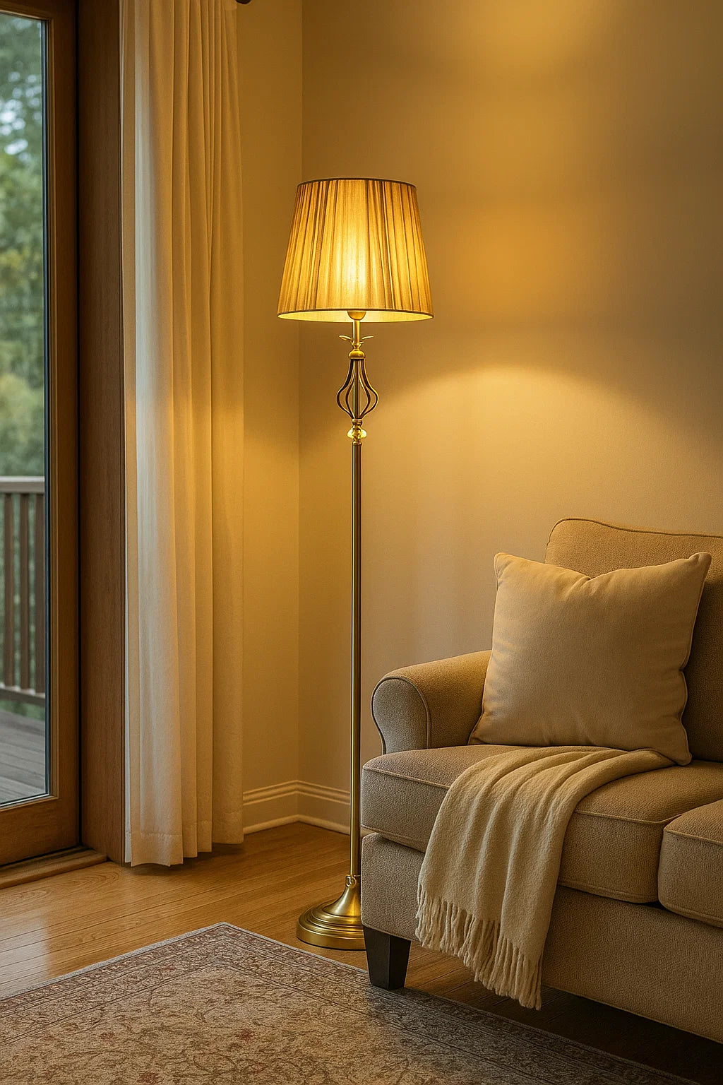 Hdc Velvet Lamp Shade, Classic Standing Lamp for Living Room and Bedroom, Foot Switch Design