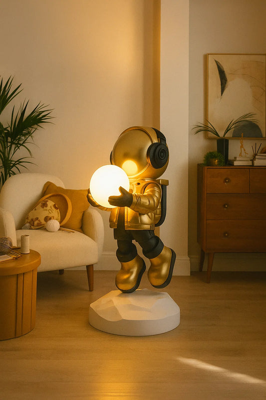 Hdc Modern Simple Vertical Astronaut Statue Figurine Modern Art Home Decor Sculpture Spaceman Resin Crafts Creative Indoor Floor Lamp