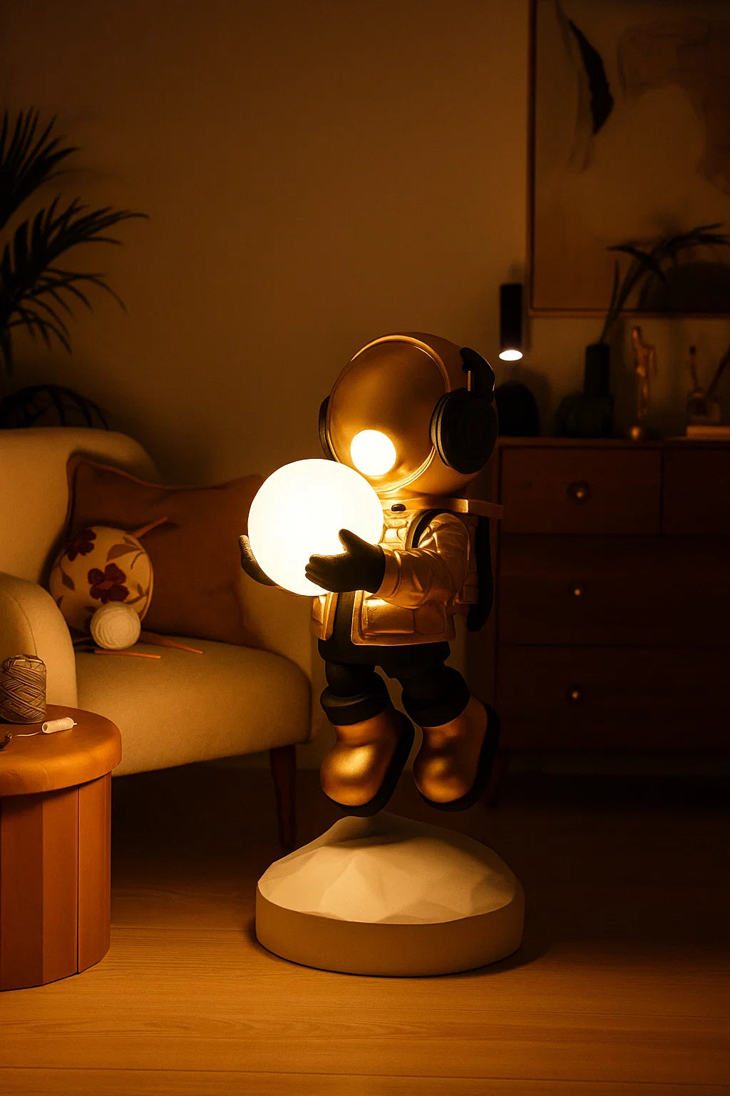 Hdc Modern Simple Vertical Astronaut Statue Figurine Modern Art Home Decor Sculpture Spaceman Resin Crafts Creative Indoor Floor Lamp