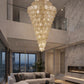 HDC 1200*1800mm Luxury Tiered Crystal Double Height Stair Case Chandelier